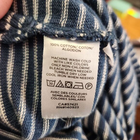 LOFT Blue & White Stripe Cap Sleeve Tie Waist Split Side Maxi Dress Size XL - Picture 14 of 14